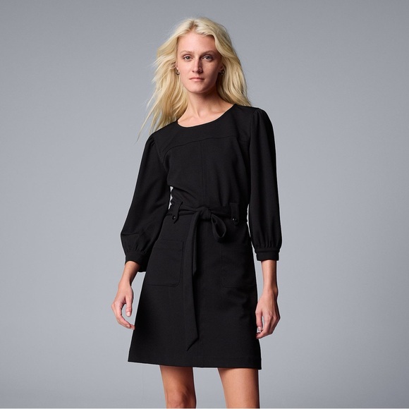 Simply Vera Vera Wang Black Long Sleeve Dress - Picture 1 of 9